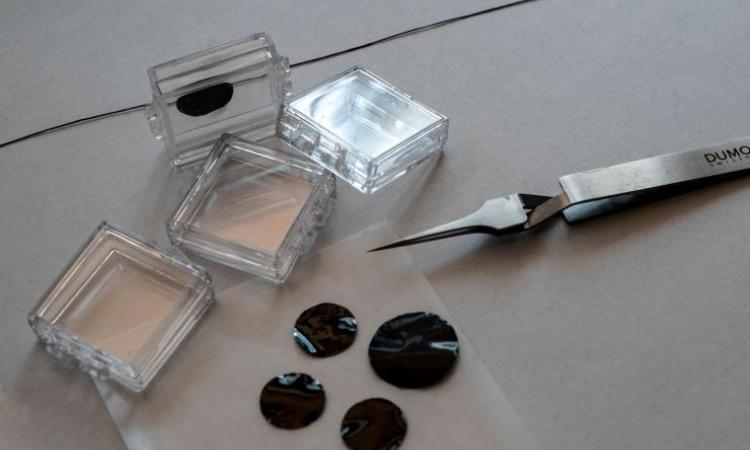 <p>Georgia Tech used these carbon membrane materials to separate para-xylene from o-xylene. (Photo credit: Christopher Moore, Georgia Tech)</p>