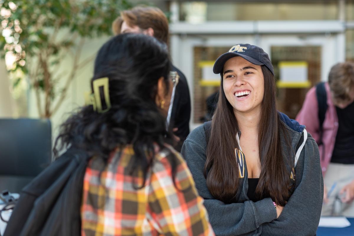 students talking