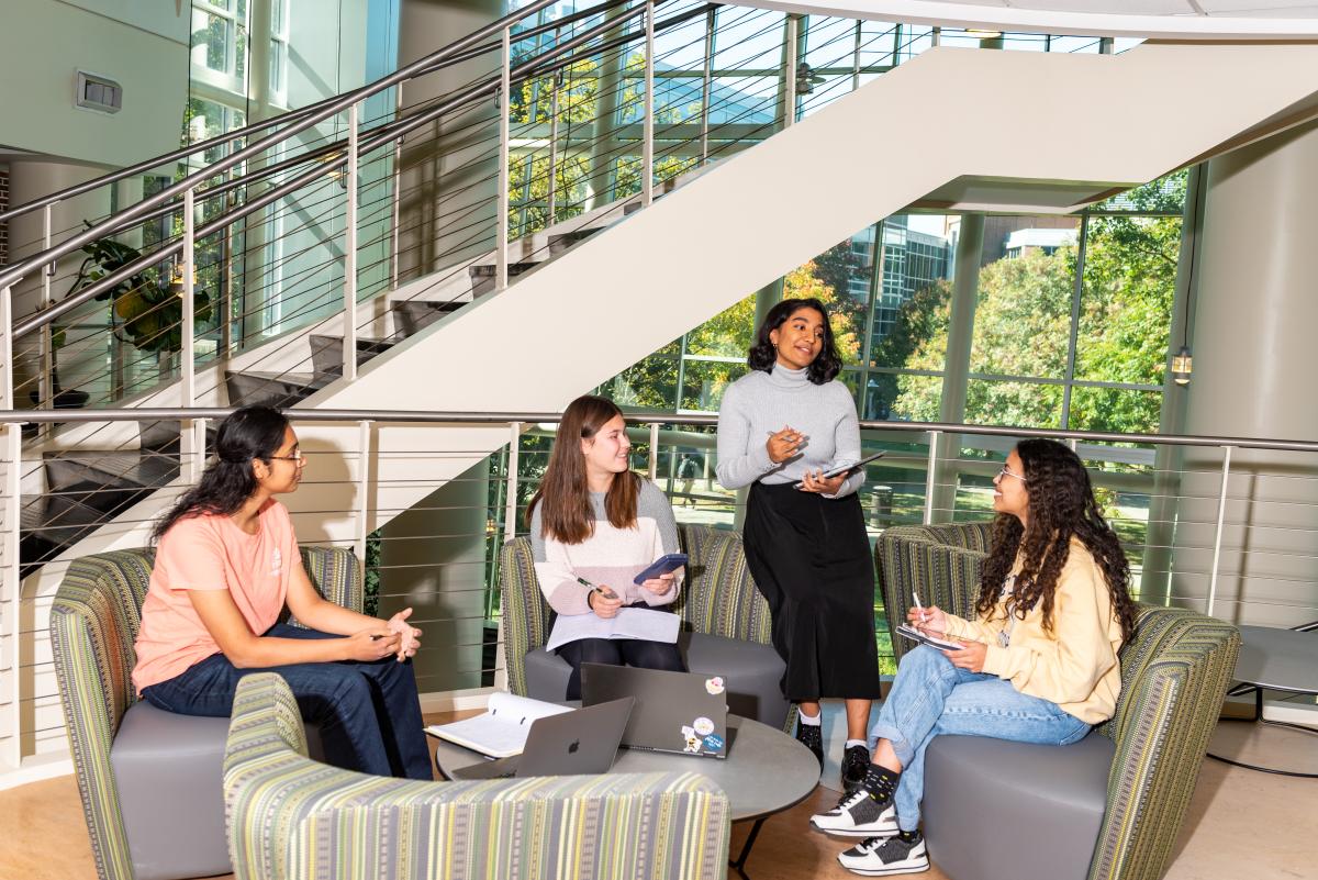 student group in atrium