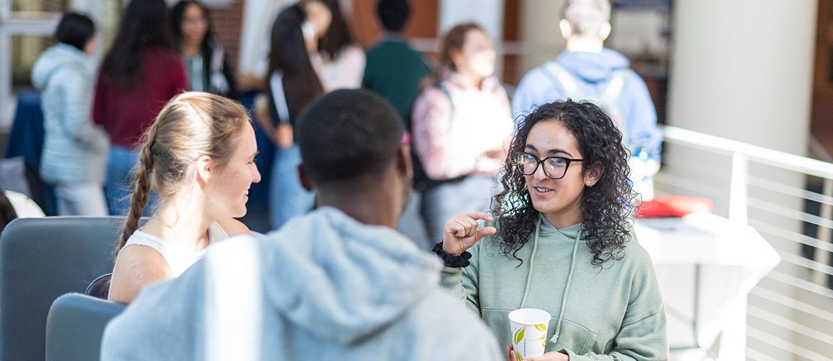 undergrad students in atrium